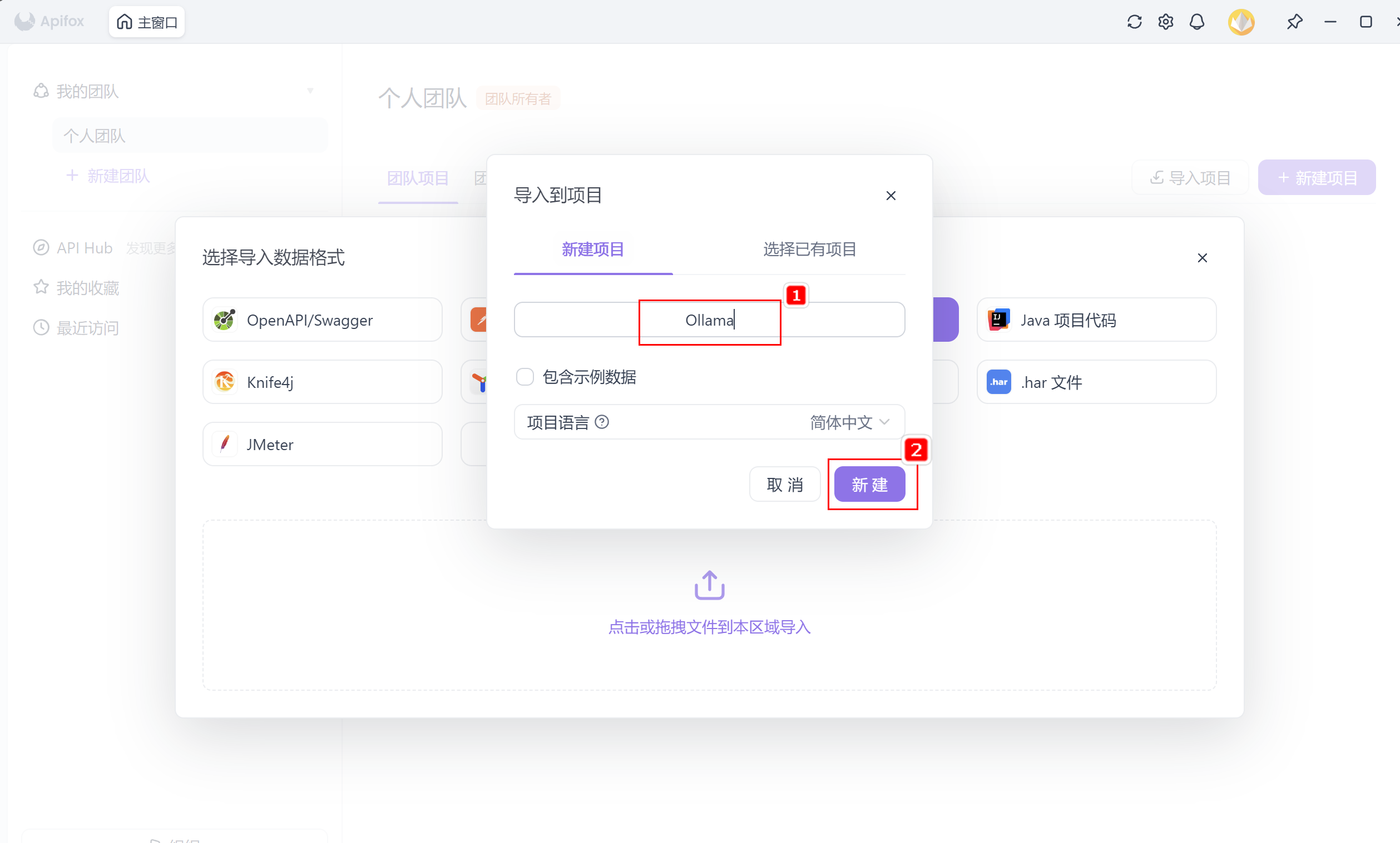 输入项目名